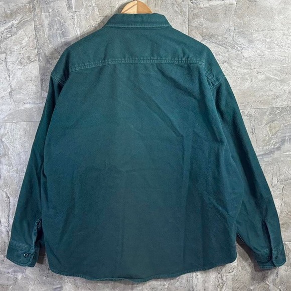 Vintage Woolrich Expedition Chamois Thick Cotton Button Up Shirt Green Mens 2XL - Picture 7 of 7